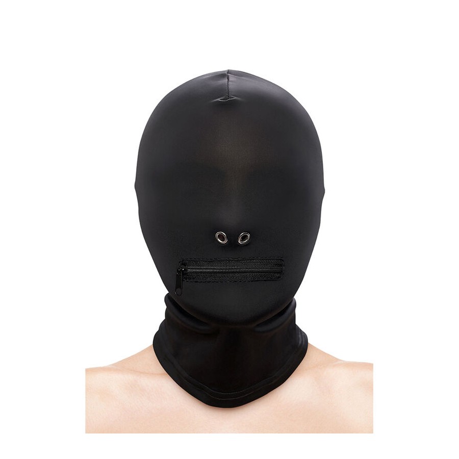 NS NOVELTIES - FETISH  FASHION CLOSED ZIPPERED MOUTH HOOD NYLON BLACK